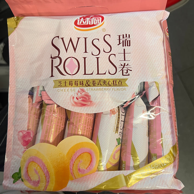 达利园 瑞士卷 芝士莓莓味/DALIYUAN Schweizer Biskuitrolle mit Käse-Erdbeergeschmack 216g