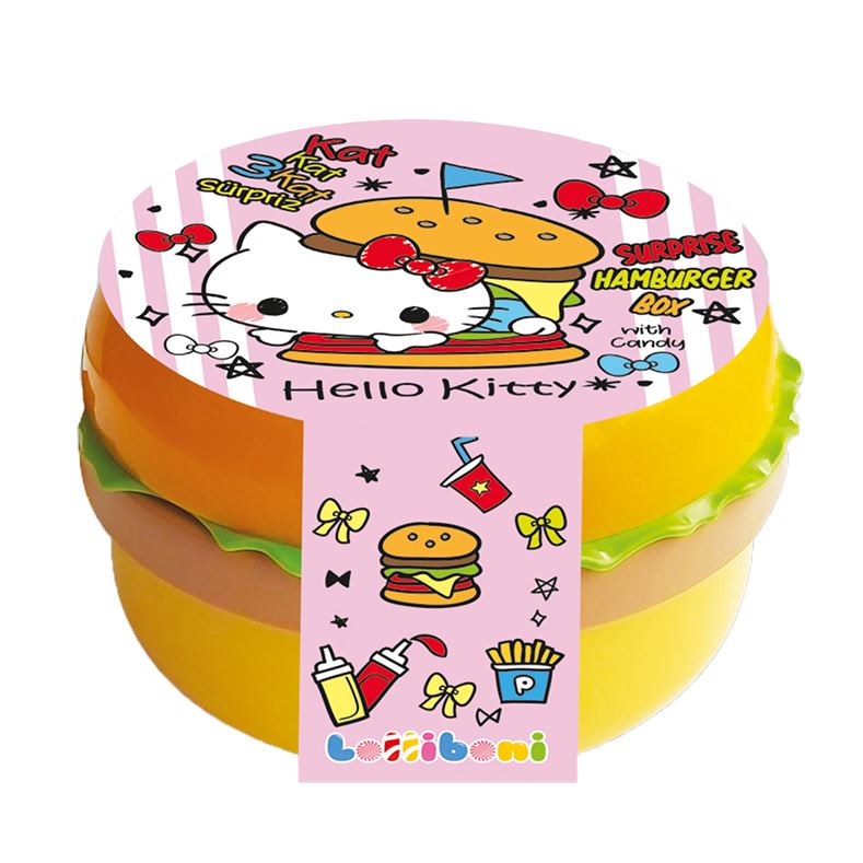 凯蒂猫 汉堡惊喜盒 含糖果 1个 /Hello Kitty Hamburger Überraschungsbox mit Bonbon 1 Stück Lolliboni