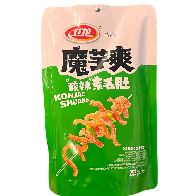 卫龙 魔芋爽酸辣味素毛肚/WEILONG Sauer scharfer Konjak-Snack 252g
