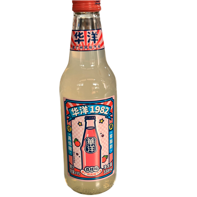 华洋 苏打水 荔枝味/HUAYANG-1982 Erfrischungsgetränk mit Litschigeschmack 358ml
