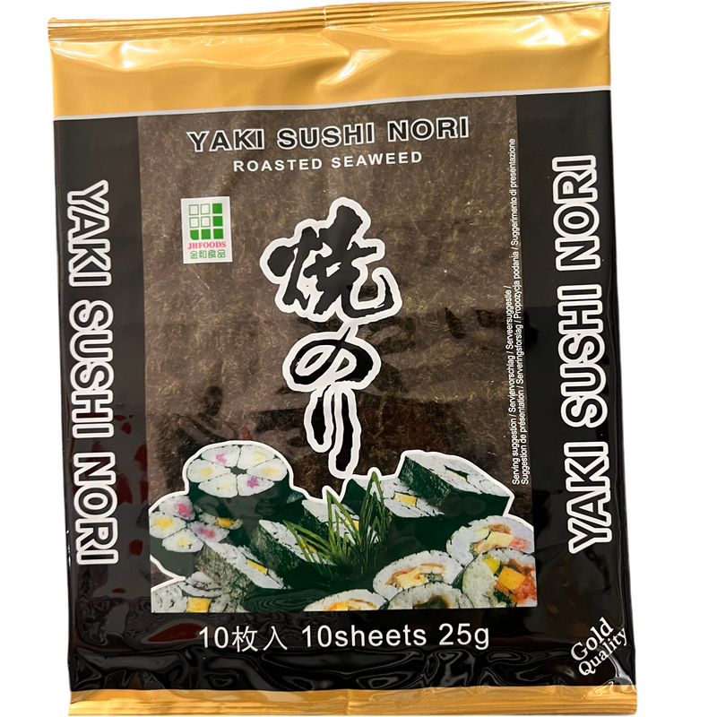 寿司海苔/JHFOODS Yaki Nori Sushi Blätter, gerösteter und getrockneter Seetang 10Stück, 25g