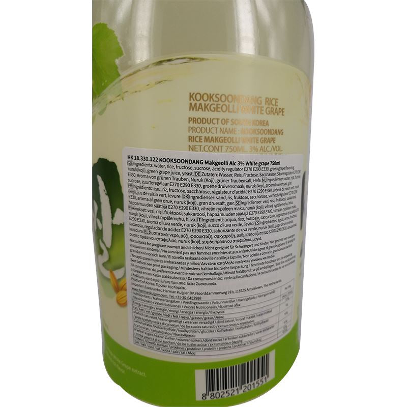麴醇堂 韩国米酒 葡萄味/KOOKSOONDANG Makgeolli (Reiswein), Trauben 3%vol. 750ml