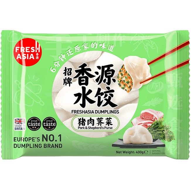 冰冻 香源 猪肉荠菜水饺/TK FRESHASIA Teigtaschen mit Schweinefleisch u. Hirtentäschel 400g
