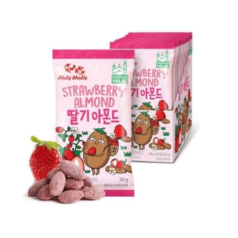 韩国烤杏仁草莓味/NUTS HOLIC Geröstete Mandeln mit Erdbeergeschmack 30g