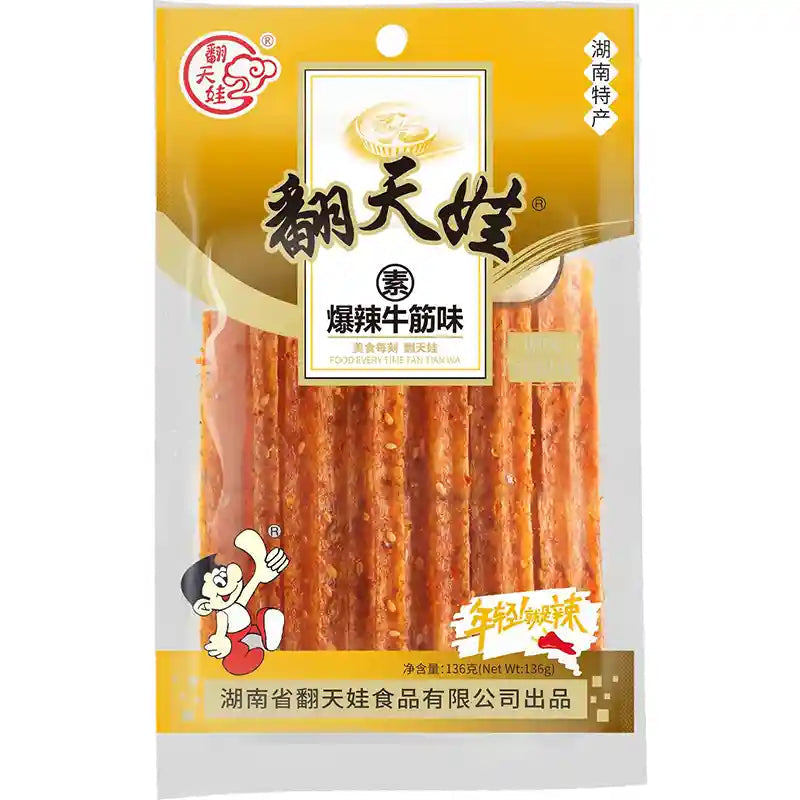 翻天娃 辣条 爆辣牛筋味/Gluten-Streifen mit Rindfleischgeschmack, extra scharf 136g