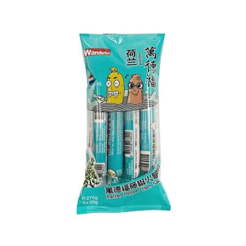 万德福 藤椒味火腿肠/WANDERFORT Verpackte Schinkenwurst mit Pfeffer 270g