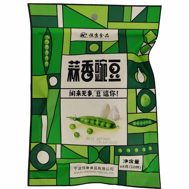 恒康 蒜香碗豆/HENGKANG Knusperige, grüne Bohnen mit Knoblauchgeschmack 68g