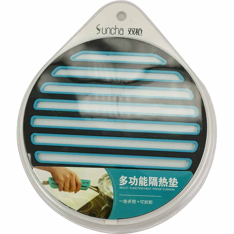 双枪 隔热垫(天空蓝)/SUNCHA Hitzebeständige, runde Silikonmatte blau 165x7,8mm