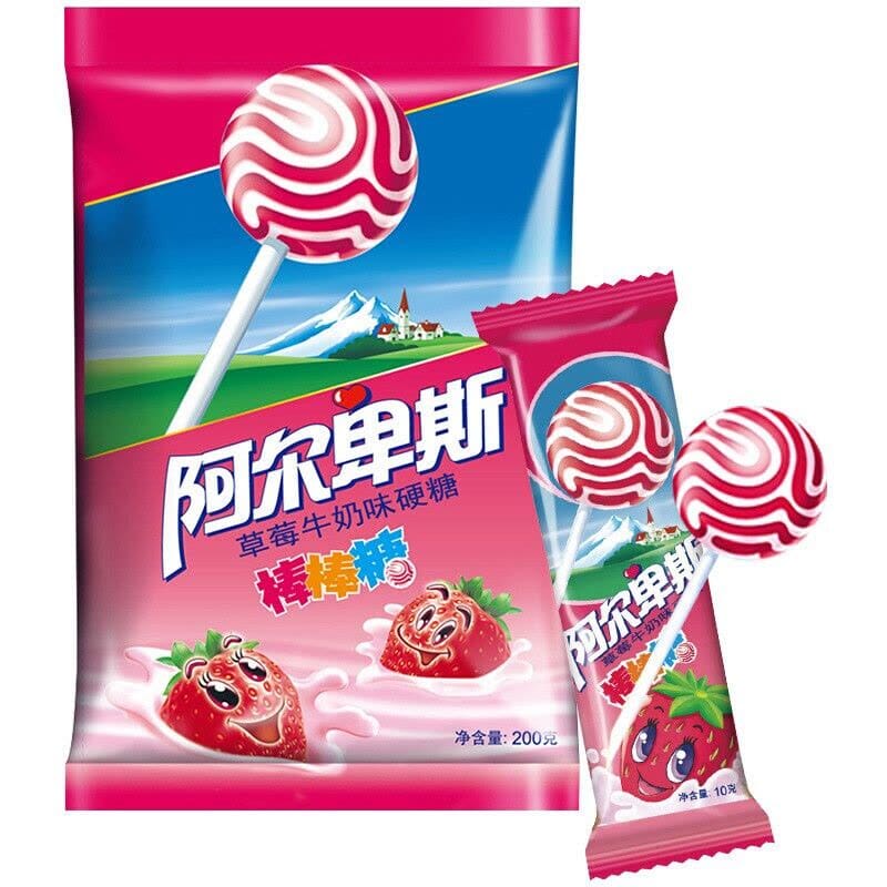 阿尔卑斯 棒棒糖 草莓牛奶味/Lollipop mit Milch- und Erdbeergeschmack 10g