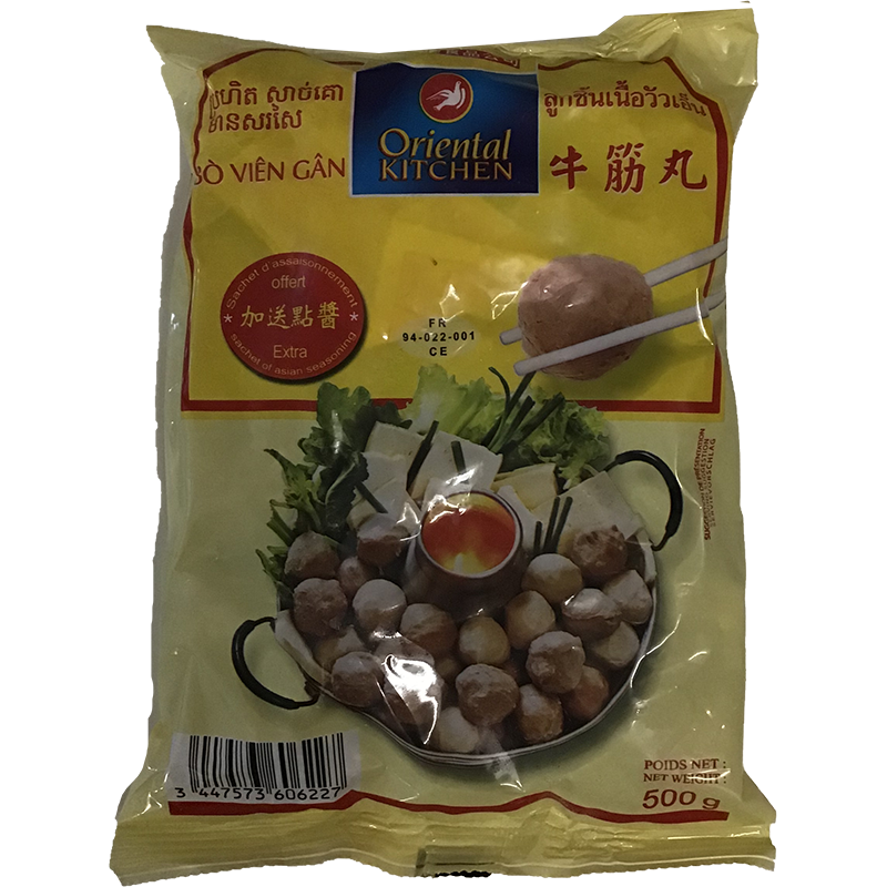 冰冻-Tiefgefroren! 万兴 牛筋丸 / Oriental Kitchen Rindfleischklösschen Chinesische Art 500g