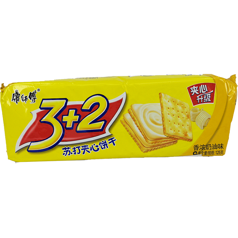 康师傅 3+2苏打夹心饼干 香浓奶油味/KSF Cracker mit Füllng 125g