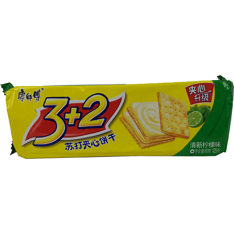 康师傅 3+2苏打夹心饼干 清新柠檬味/KSF Cracker mit Zitronengeschmack 125g
